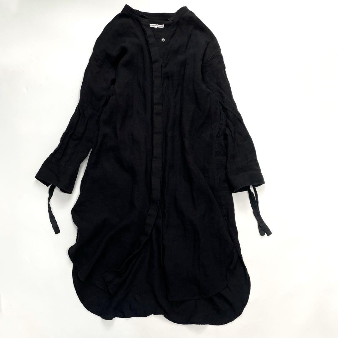 23区L LIBECO LINEN チュニックシャツ　黒　46 大きい　リネン