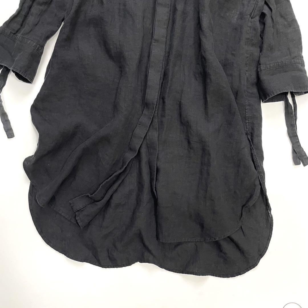 23区L LIBECO LINEN チュニックシャツ　黒　46 大きい　リネン