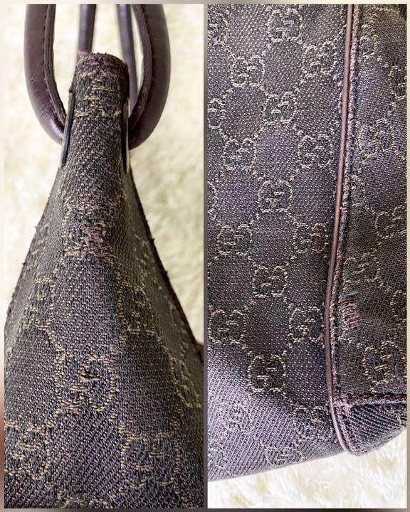ルやハンカ 美品 キャンバス レザー ブラウン 71d6o-m89761019096 GUCCI ハンドバッグ GG柄 ≘あくまで
