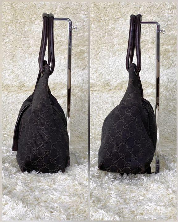ルやハンカ 美品 キャンバス レザー ブラウン 71d6o-m89761019096 GUCCI ハンドバッグ GG柄 ≘あくまで