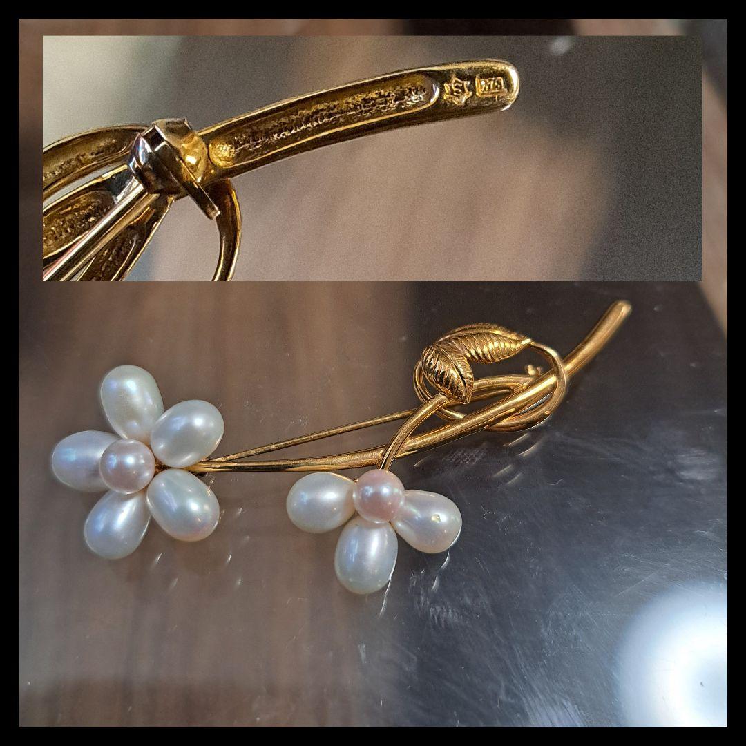 K18 真珠 ブローチ目立った傷や汚れなし
