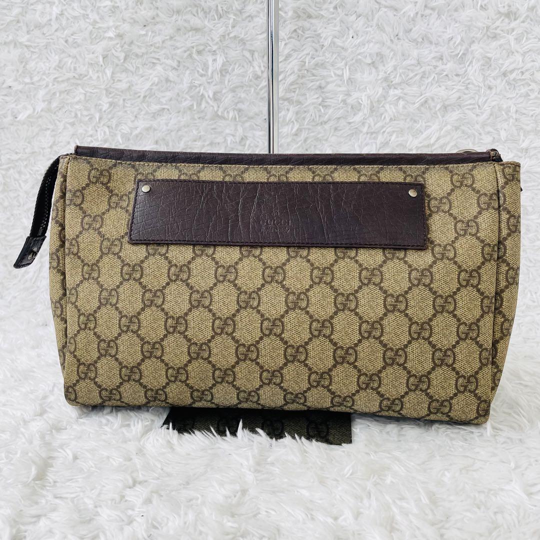 美品 GUCCI オールドグッチ GGスプリーム PVC レザー クラッチバッグ