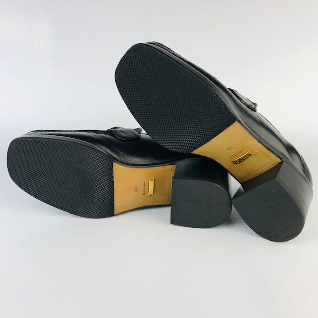 極美品★GUCCI・レディース レザー ホースビットスクエアトゥパンプス(36)