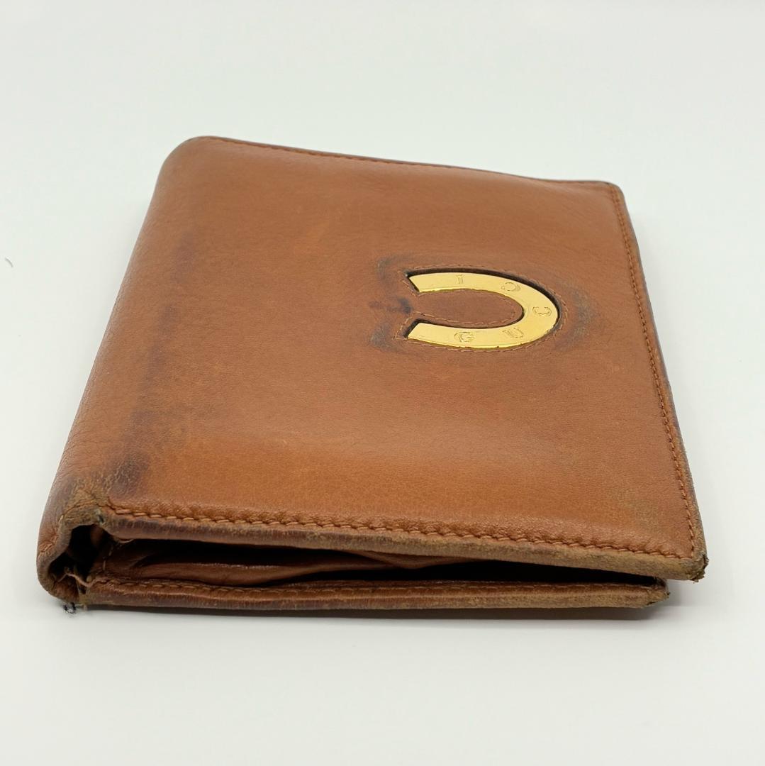 GUCCI ブラウンレザー 二つ折り財布 グッチ 二つ折り財布 146229 シマレザー ダークブラウン 長財布