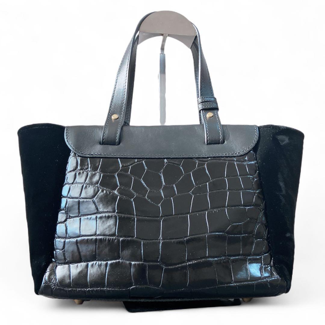 【極美品】CHRISTIAN VILLA ハンドバッグ クロコ 2way クロ