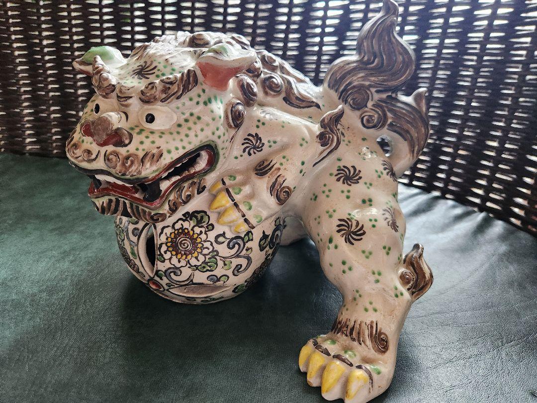 時代　木米　造　獅子　玉乗り獅子　置物