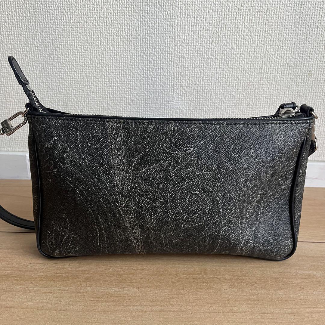 ✨美品✨　ETRO エトロ 総柄 ハンドバッグ 肩掛け PVC ブラック