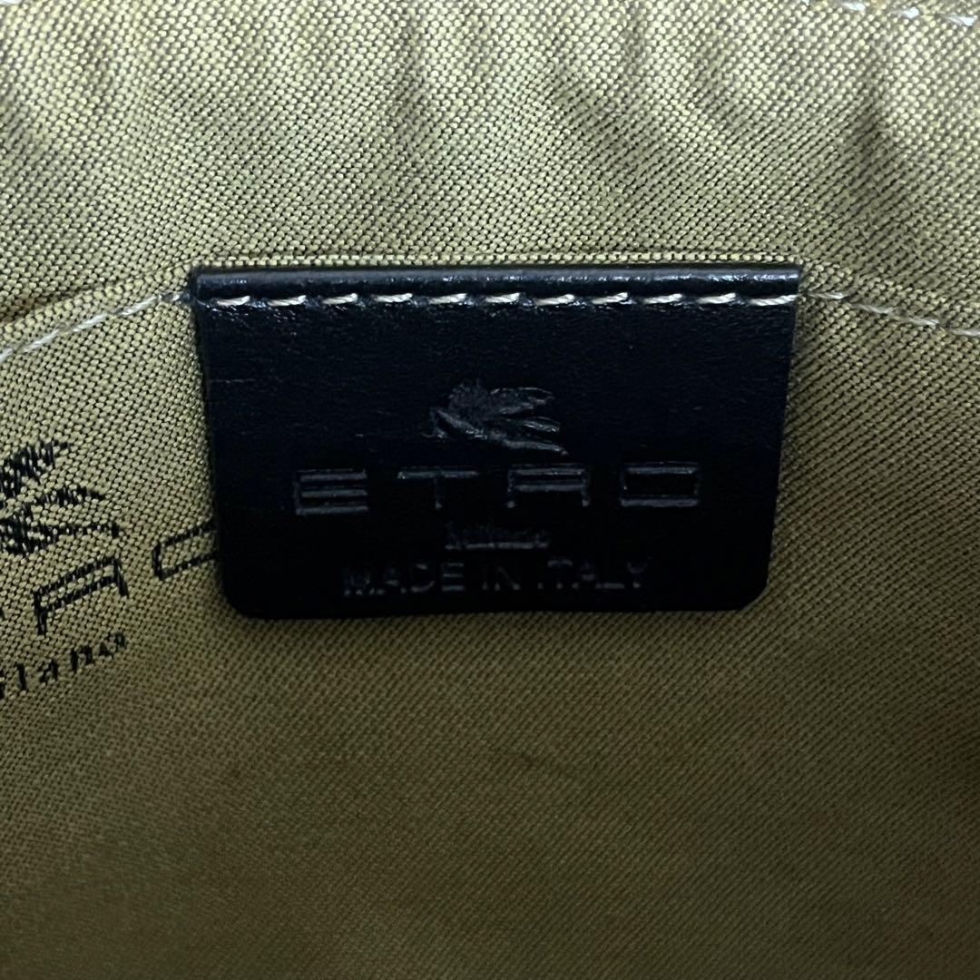 ✨美品✨　ETRO エトロ 総柄 ハンドバッグ 肩掛け PVC ブラック