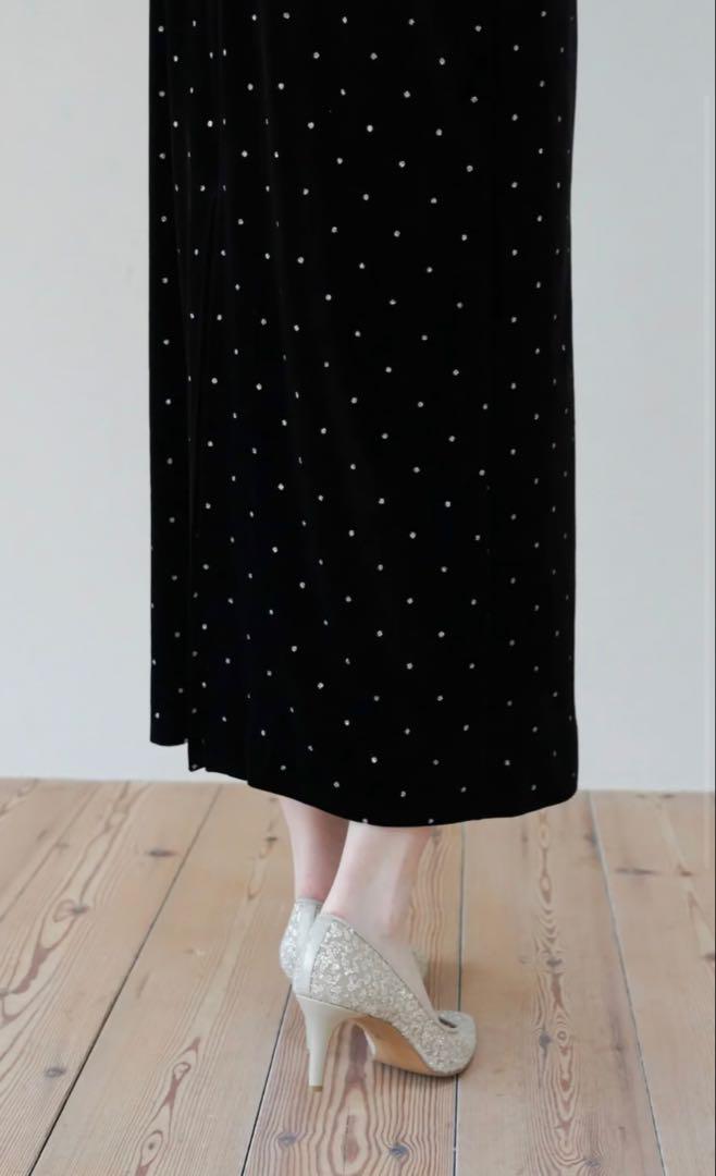 akca bijou dot velours dress