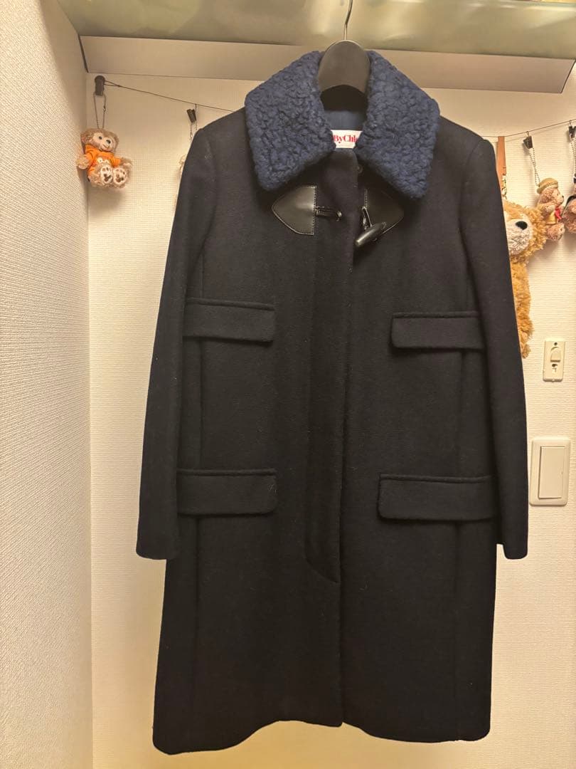 SeeByChloé ネイビー コート フリース襟付き 更に げS SEE BY CHLOE