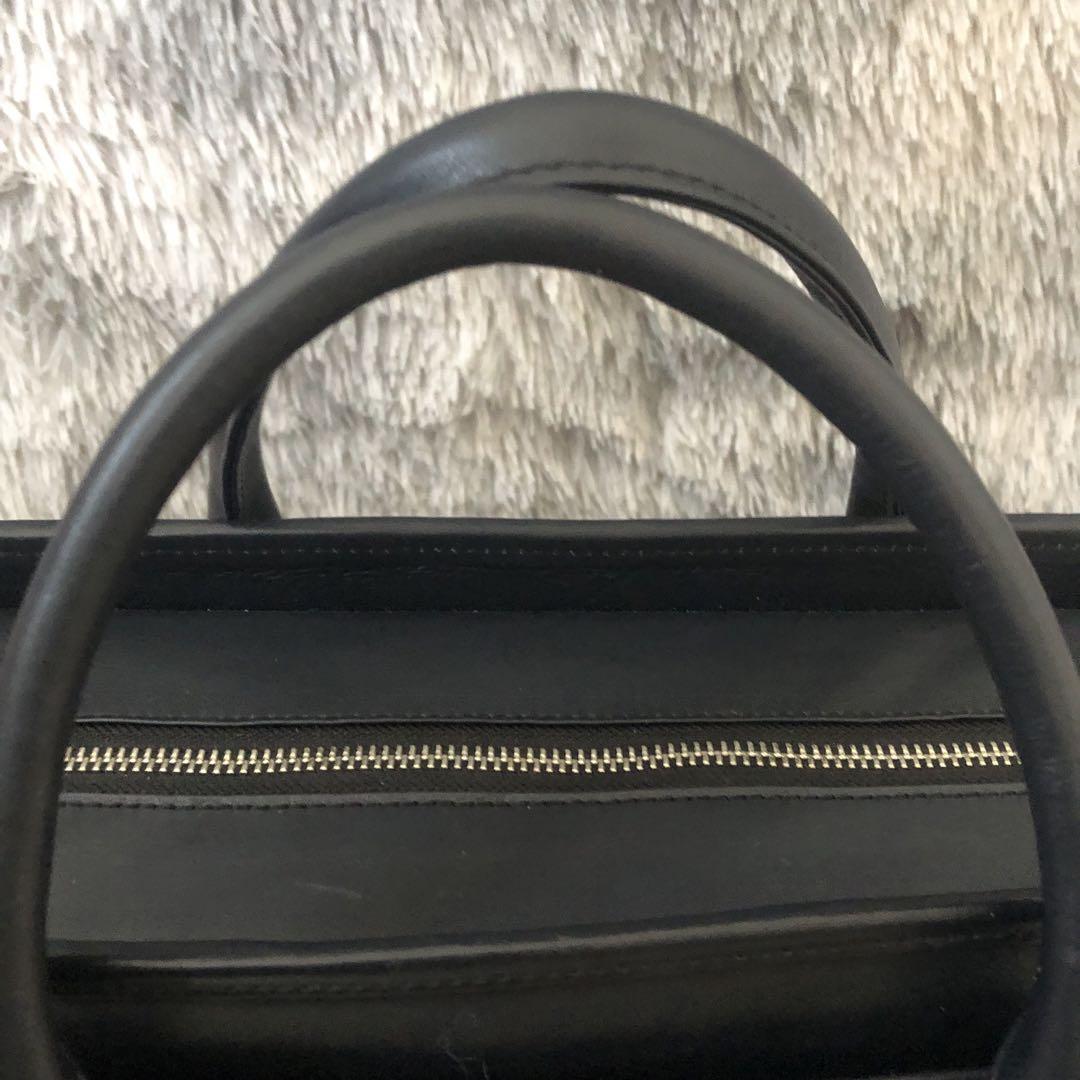A4書類も入る✨ビジネスレザーファクトリー ビジネスバッグ ブラックネイビー