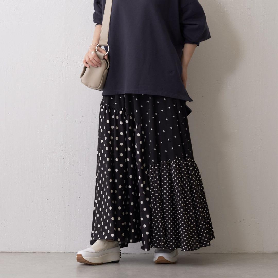ドットパッチワーク ロングスカート