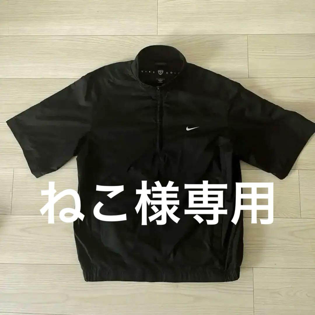【珍品】 ナイキゴルフ 00s ハーフジップ プルオーバー 半袖 ジャケット 黒 ナイキゴルフ スウォッシュ 刺繍ロゴ ハーフジップ 半袖