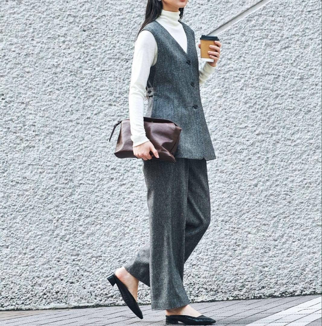 green label relaxing メランジツイルジレ パンツセットアップS green label relaxing