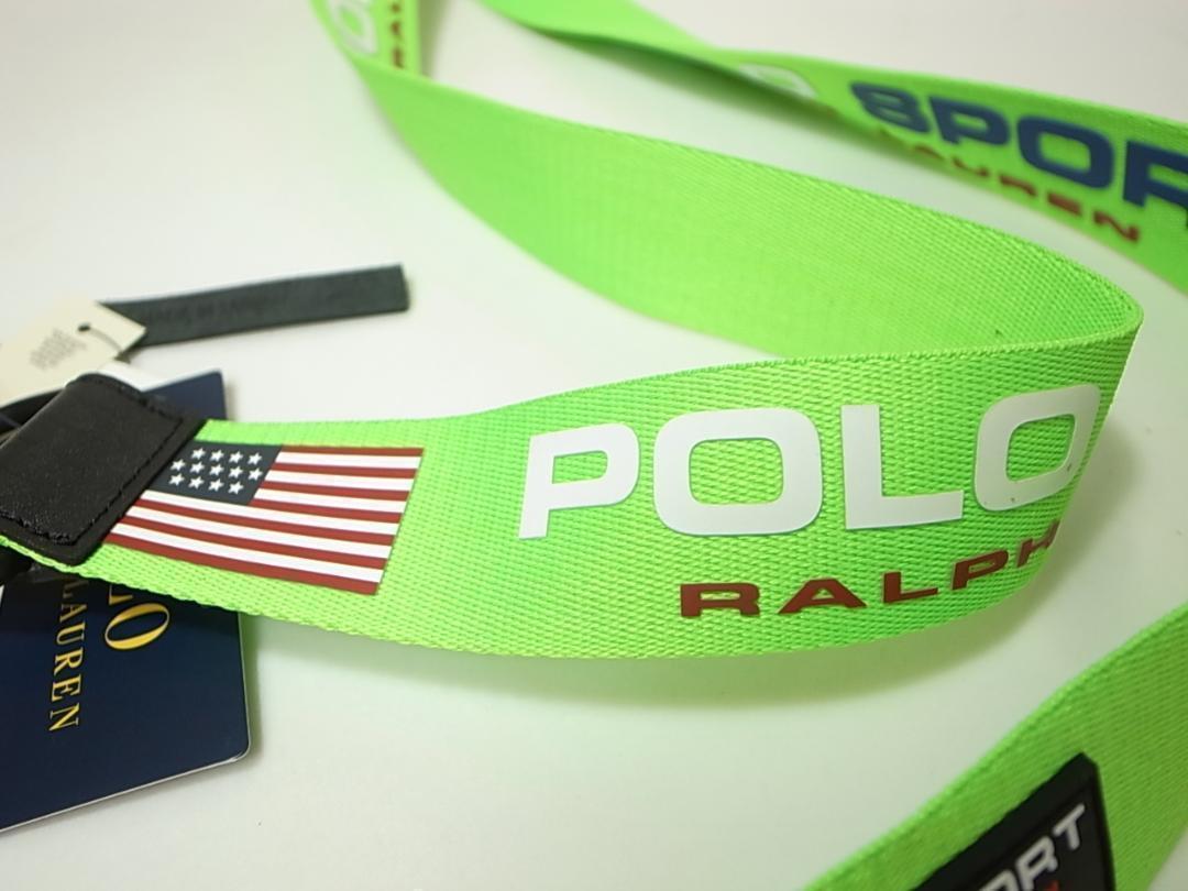 POLOポロ スポーツDリング ベルト ネオングリーンLアメリカ星条旗USA新品 画像2