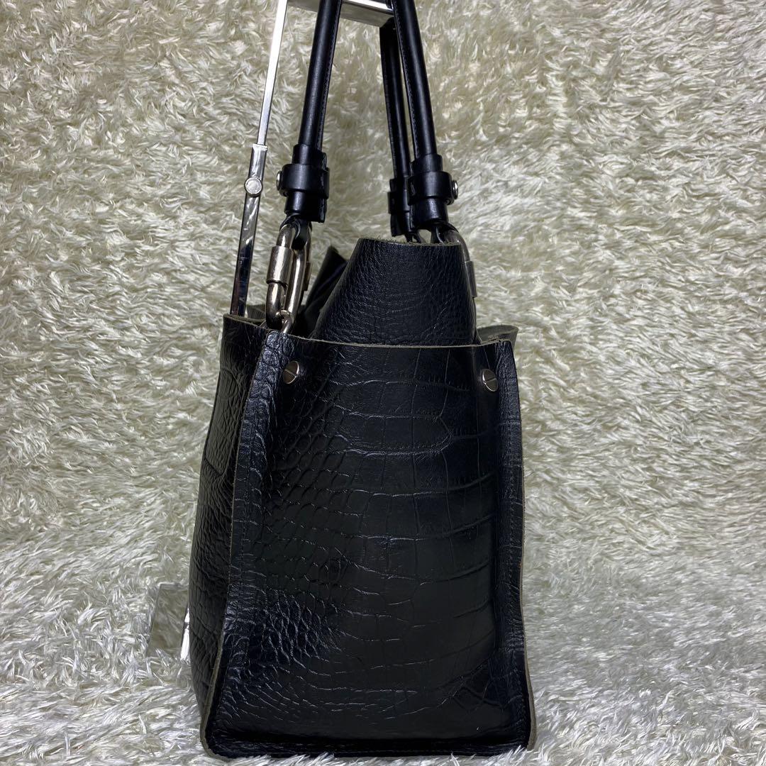 クロエ Chloe トートバッグ クロコ型押し A4可 ブラック ロゴ金具