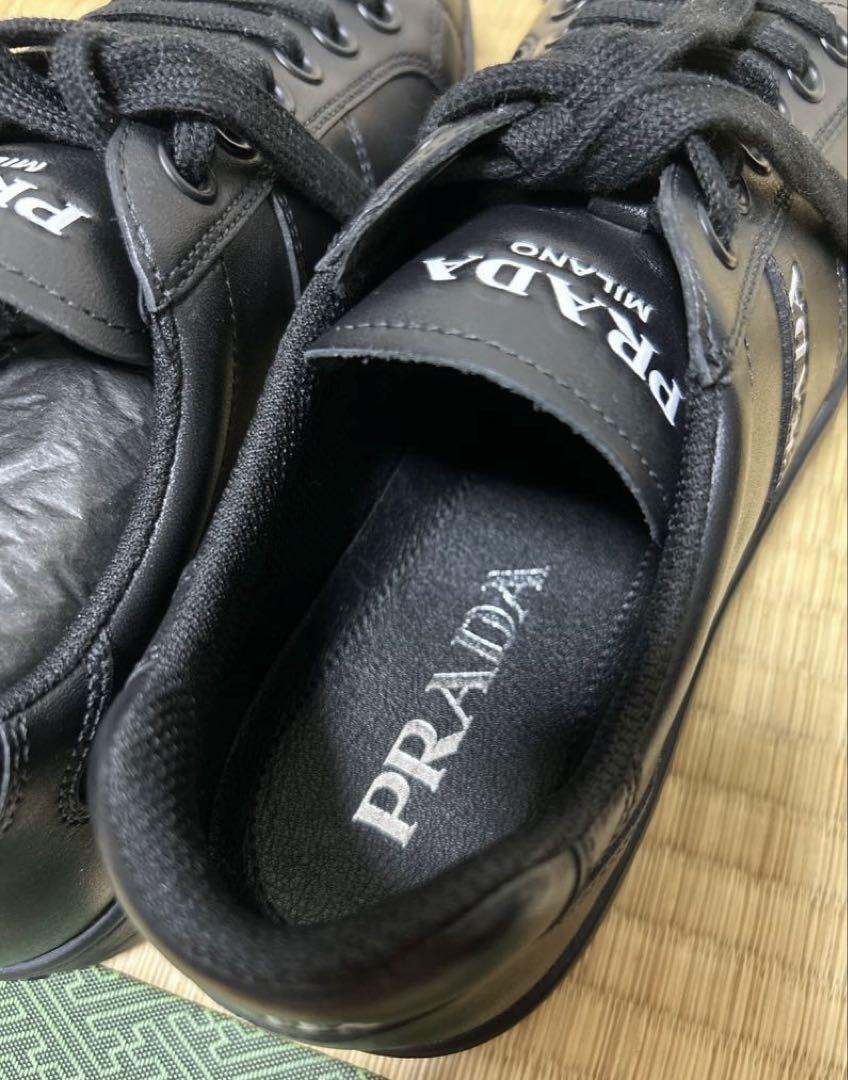 PRADAプラダ レザー ロゴ スニーカー ブラック　【新品未使用】24.5cm