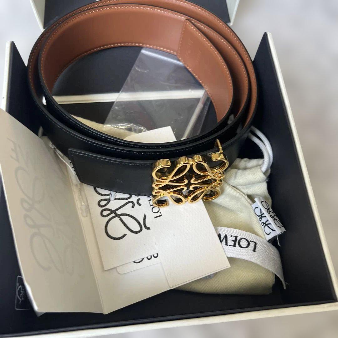 レア　デザインLOEWE レザー　ベルト 中古・古着通販】LOEWE (ロエベ) リバーシブルアナグラムレザー