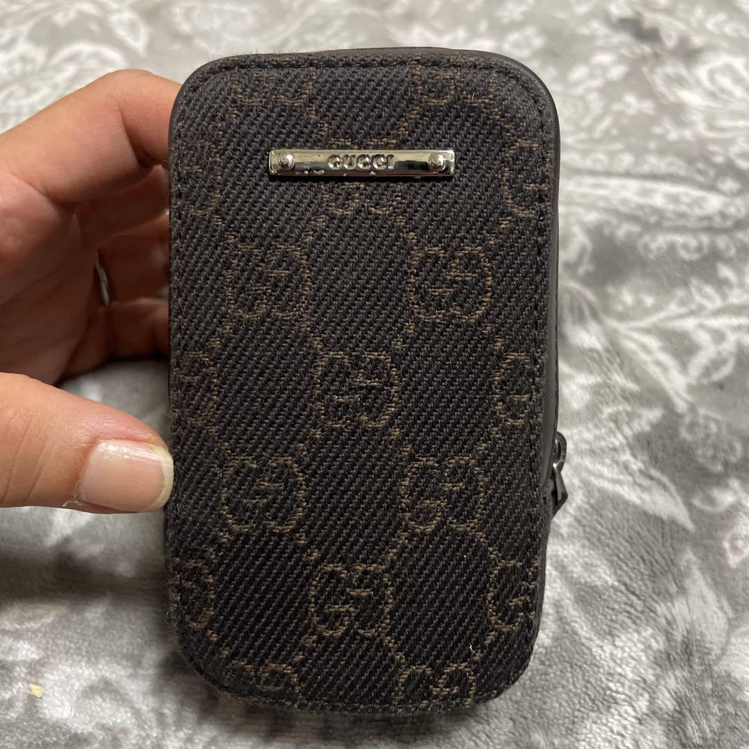 GUCCI ブラウンGGパターン化粧ポーチ　シガレットケース　小物入れ　美品