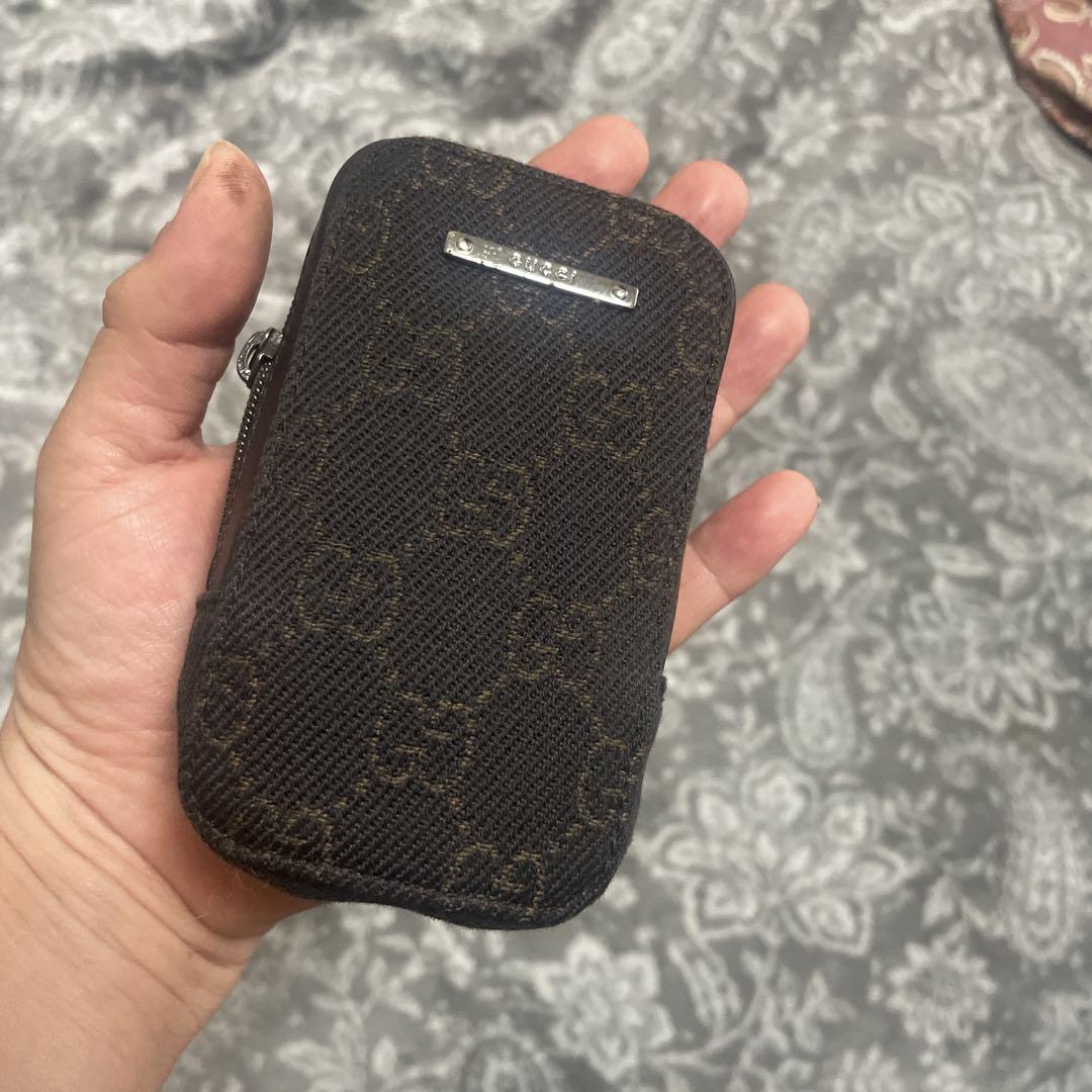 GUCCI ブラウンGGパターン化粧ポーチ シガレットケース 小物入れ