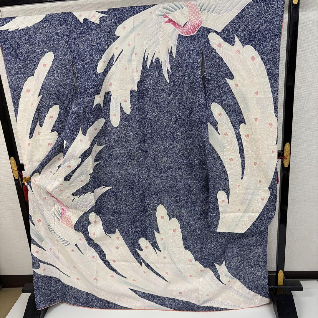 最高の品質 振袖 孔雀 迫力ある孔雀 叩き染 裄67.5 着物 正絹 AK-6638 着物 着物・浴衣