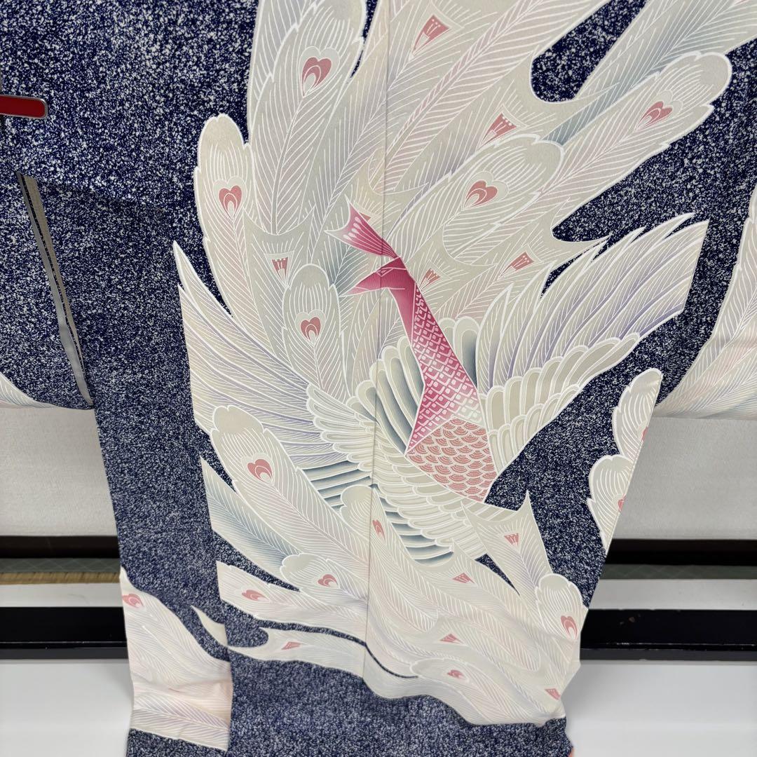 振袖 孔雀 迫力ある孔雀 叩き染 裄67.5 着物 正絹 AK-6638 着物