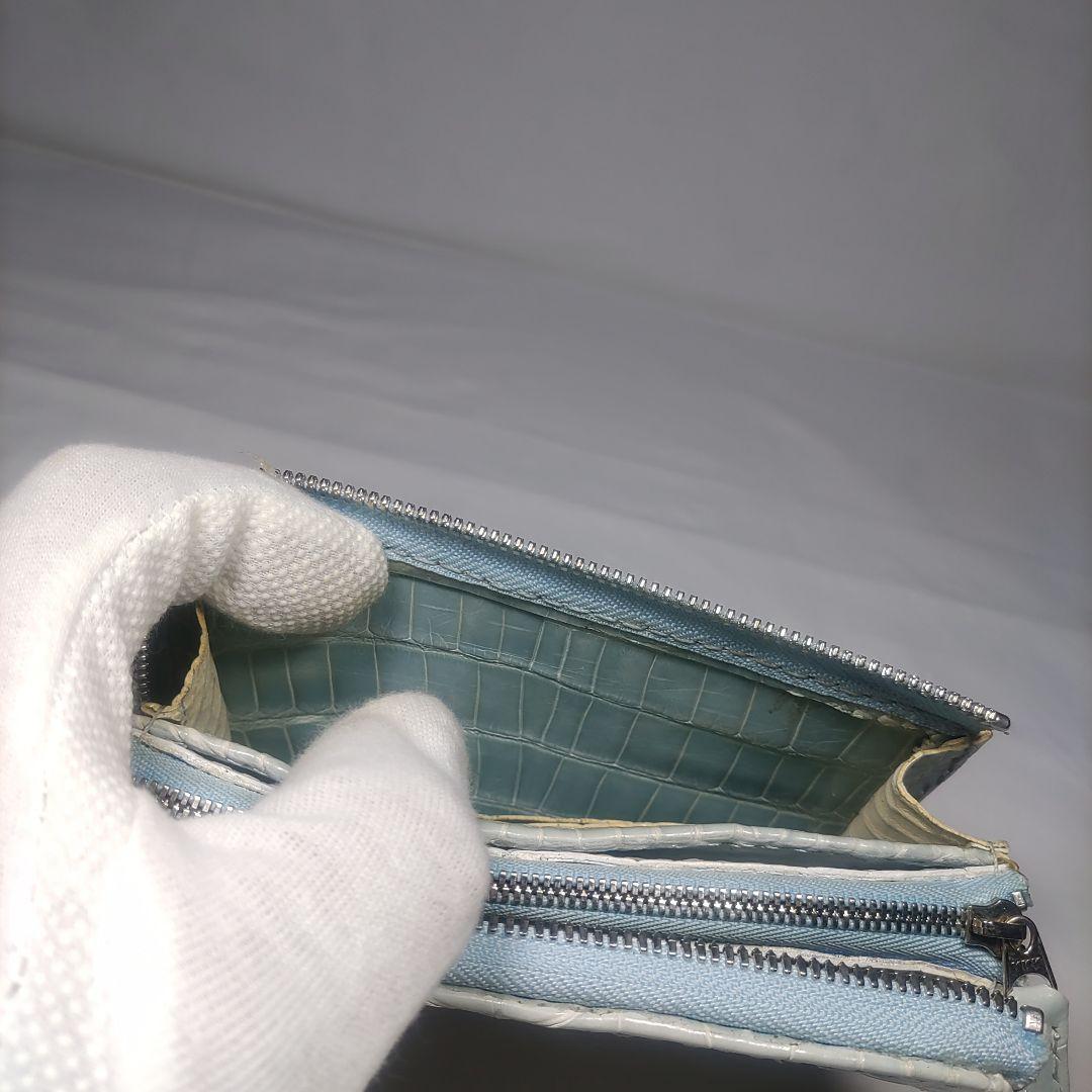 本革　アリゲーター・ワニ　L型ハーフ財布