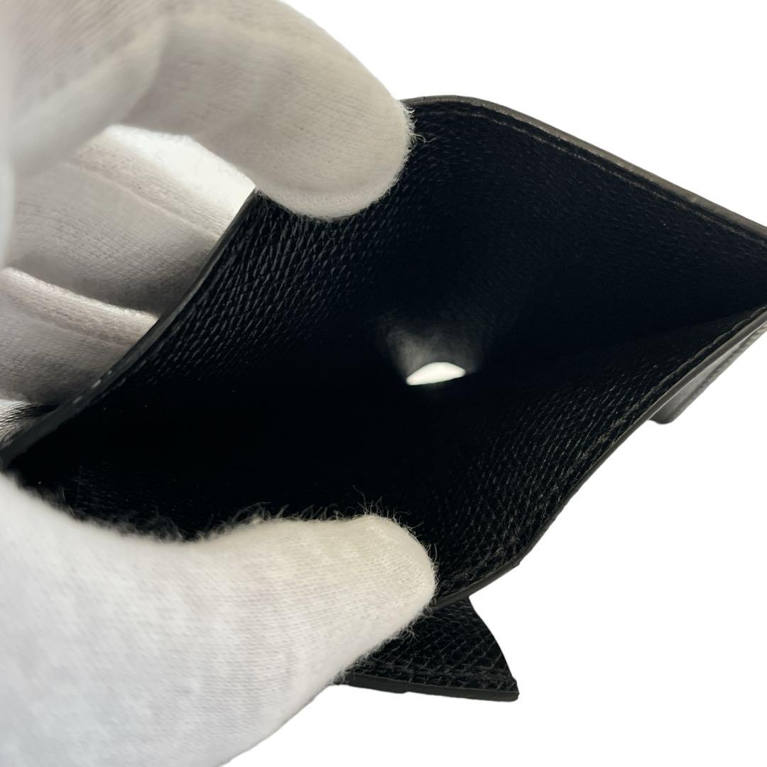 フランス製 美品 カミーユフォルネ 二つ折り財布 カーフ型押し ブラック レザー 画像14