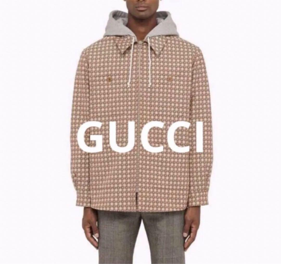 GUCCI  Hooded Square Gcotton jacketGロゴ総柄