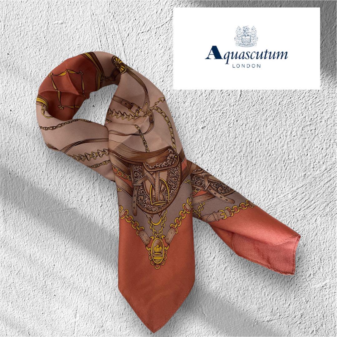 Aquascutum アクアスキュータム シルクスカーフ ピンク - メルカリ