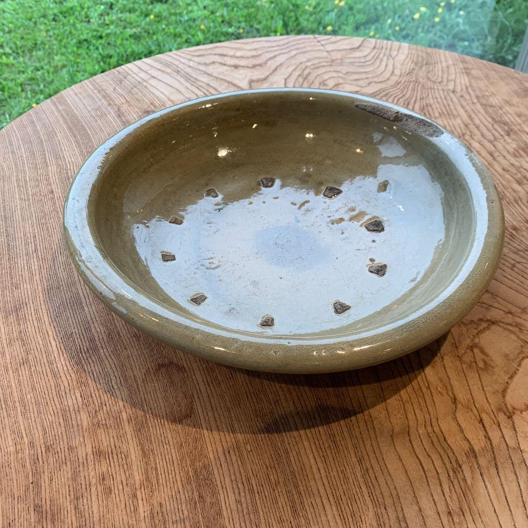 アンティーク 石皿 江戸後期 瀬戸焼 黄 japon