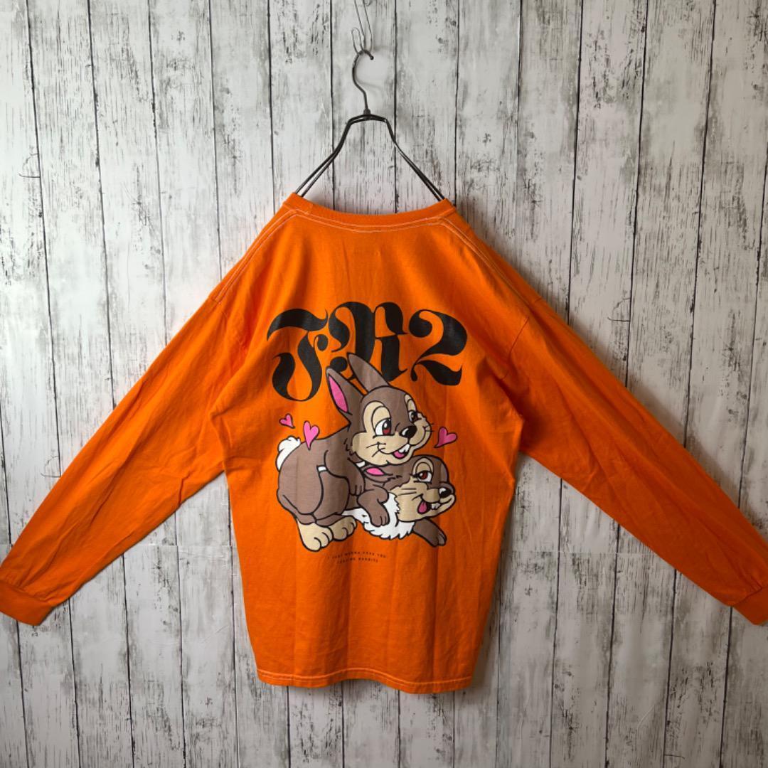 希少】FR2 ロンT Tシャツ 長袖 オレンジ 黒 L 兎 ファッキンラビット