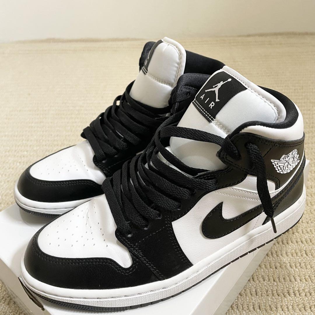 25.5cm NIKE AIR JORDAN 1 MID 白 黒 ミッドカット