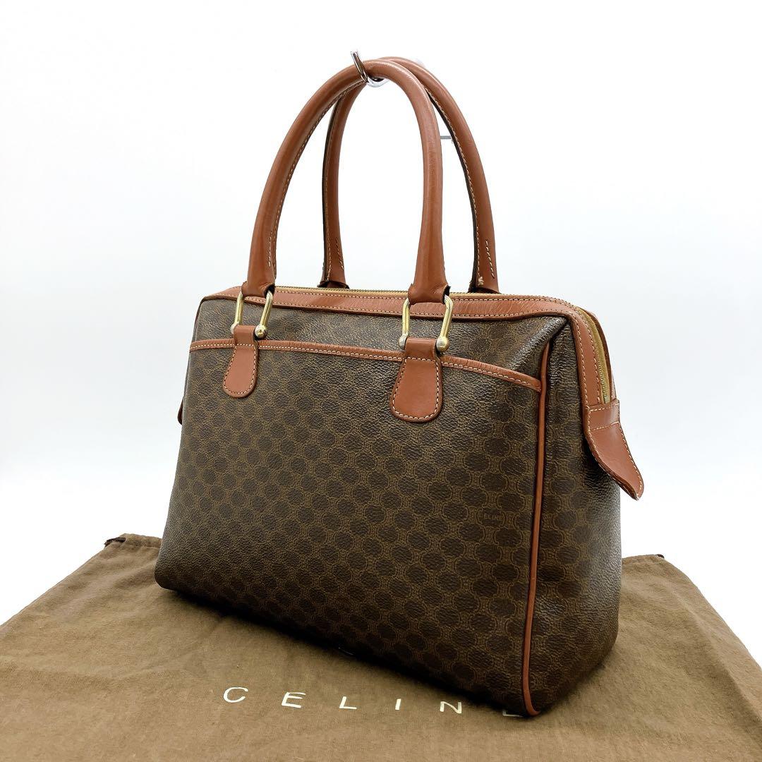 【CELINE】ハンドバッグ　マカダム柄　PVC ダークブラウン