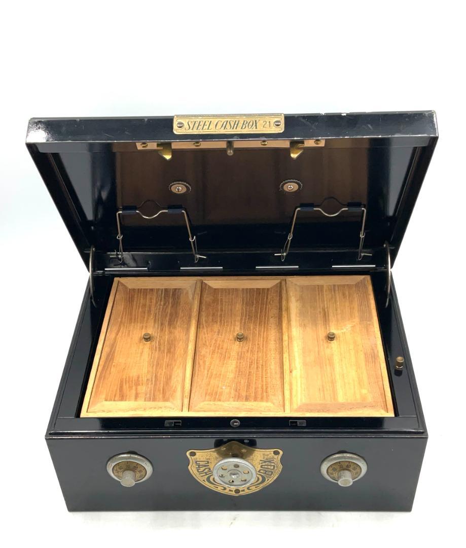 昭和レトロ PLUS 手提げ金庫 STEEL CASH BOX 貯金箱 古道具