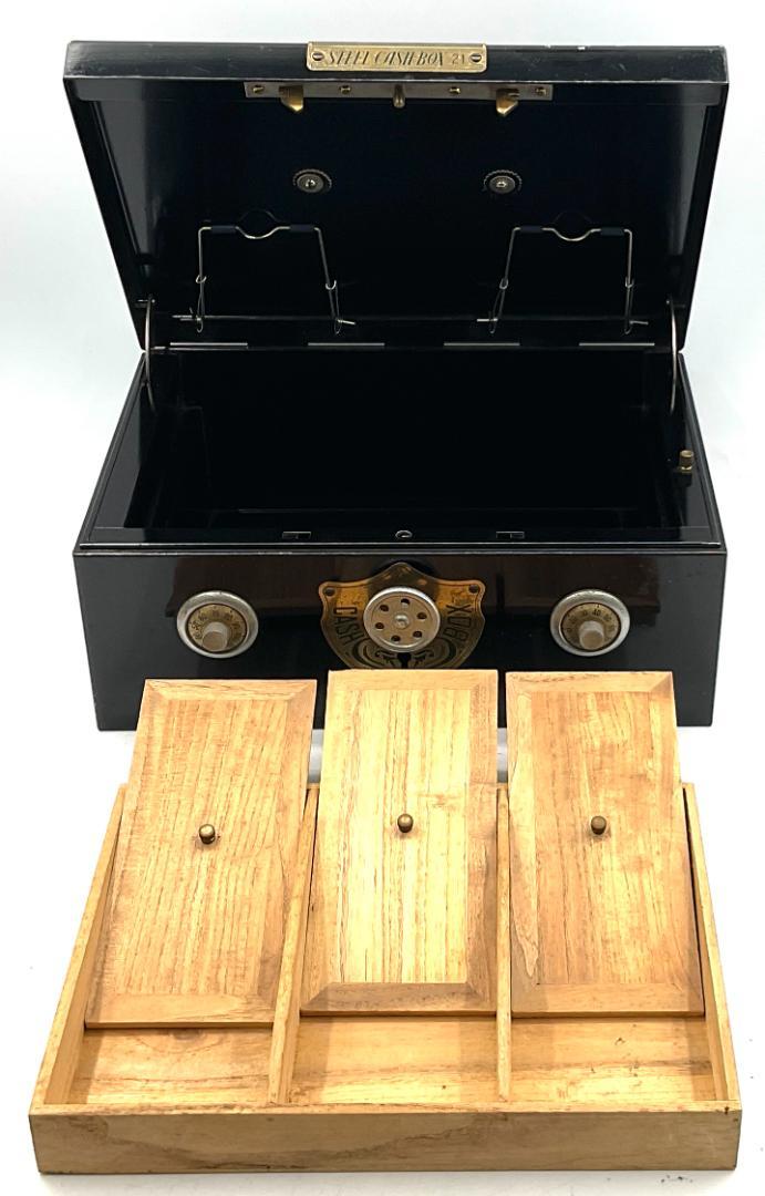 昭和レトロ PLUS 手提げ金庫 STEEL CASH BOX 貯金箱 古道具