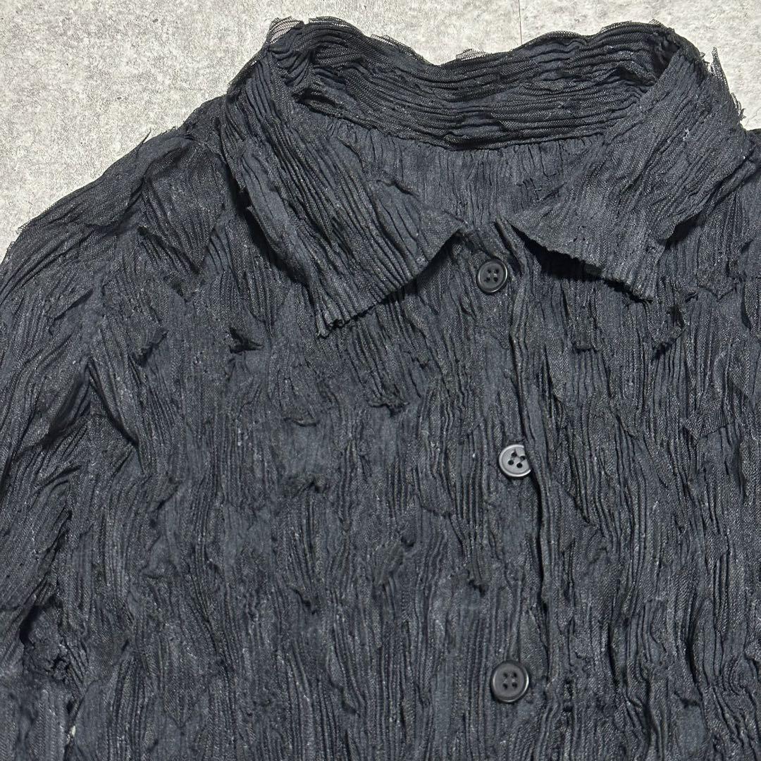 92AW ISSEY MIYAKE プリーツ ダイヤカット シャツ 2 黒