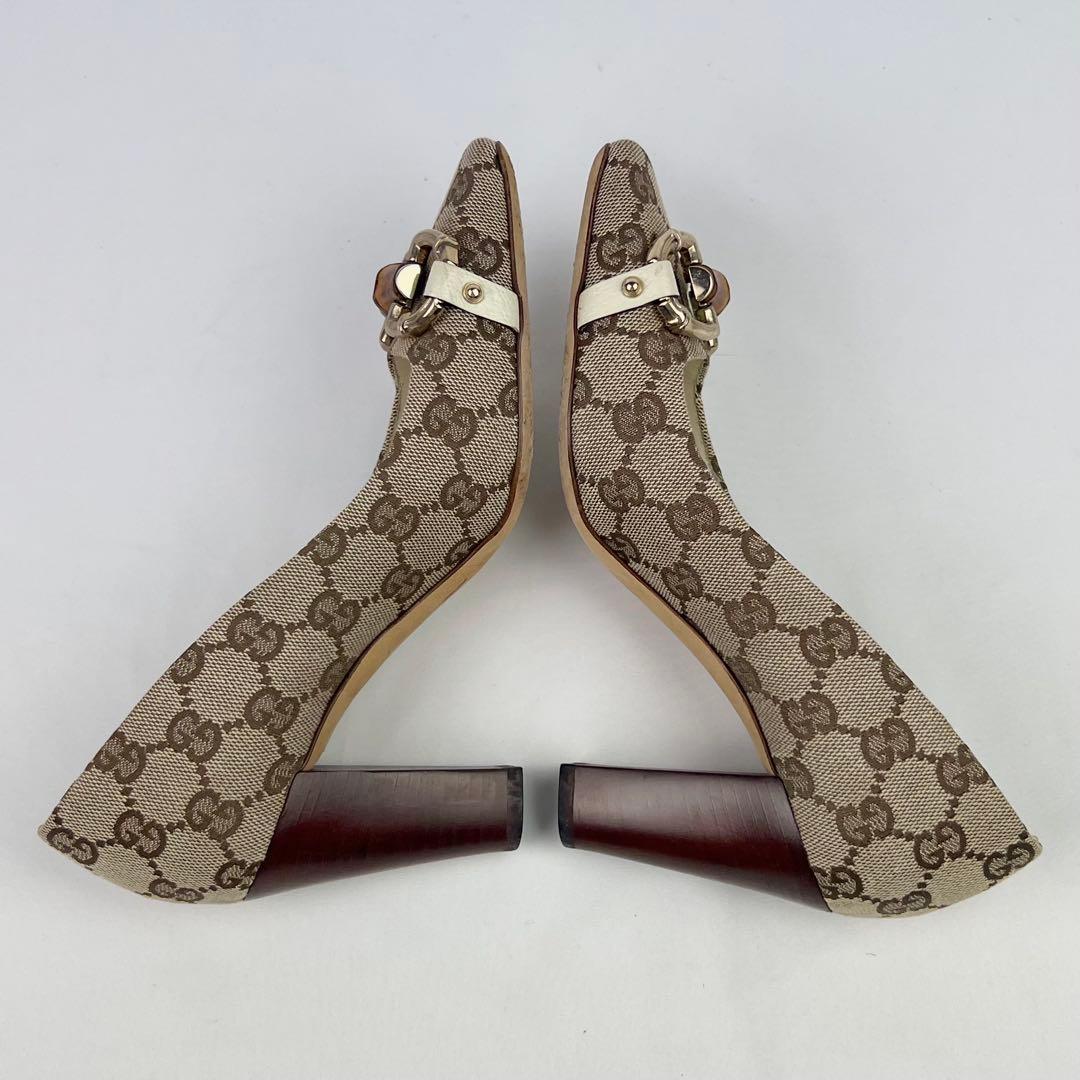 GUCCI ホースビット バンブー GGキャンバス GG柄 パンプス GUCCI ホースビット バンブー GGキャンバス GG柄 パンプス