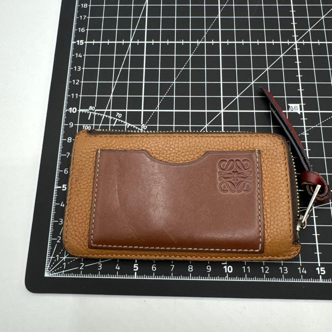 良品　ロエベ　フラグメントケース　カードケース　アナグラム　レザー　茶