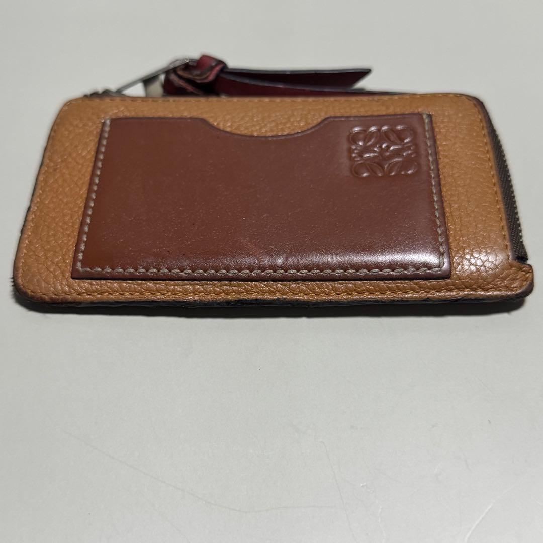 良品　ロエベ　フラグメントケース　カードケース　アナグラム　レザー　茶