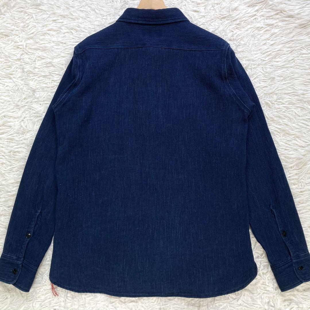 【美品】IRON HEART シャンブレーシャツ 長袖 ワッフル インディゴ S