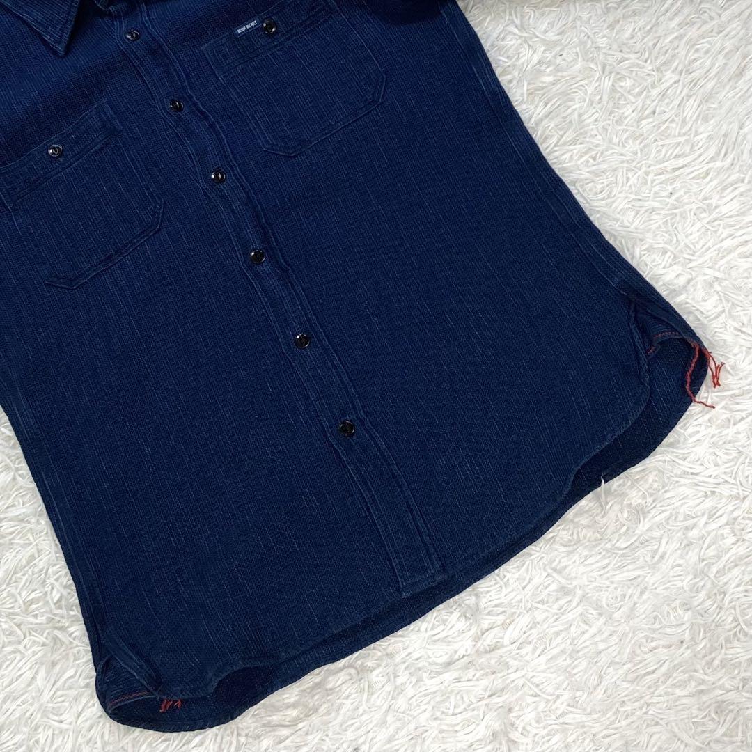 【美品】IRON HEART シャンブレーシャツ 長袖 ワッフル インディゴ S