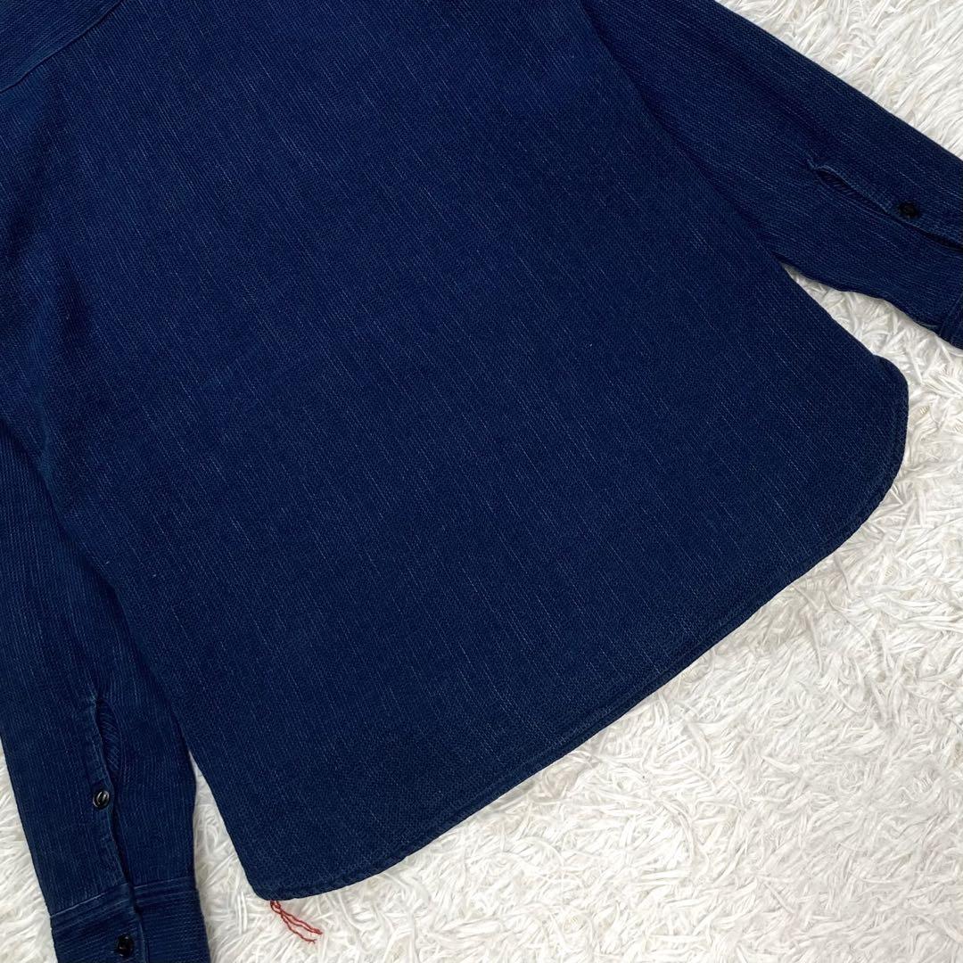 【美品】IRON HEART シャンブレーシャツ 長袖 ワッフル インディゴ S