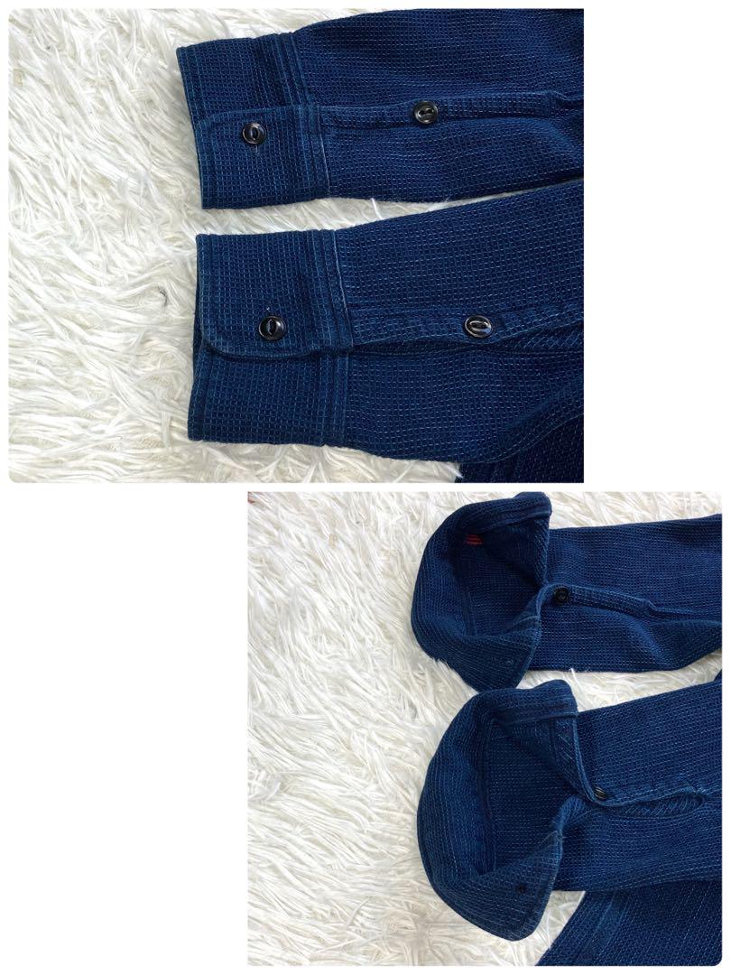 【美品】IRON HEART シャンブレーシャツ 長袖 ワッフル インディゴ S