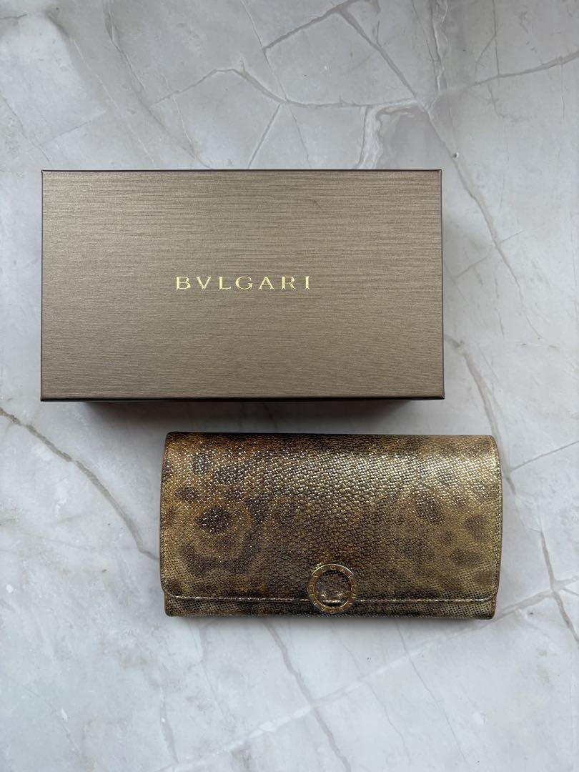 BVLGARI ゴールド　蛇革　三つ折り財布 箱付き