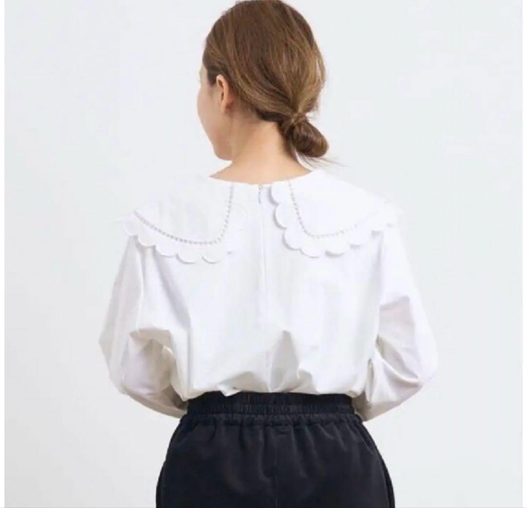 yori スカラップカラーロンT 新品タグ付き Tシャツ ロンT 襟 フリル
