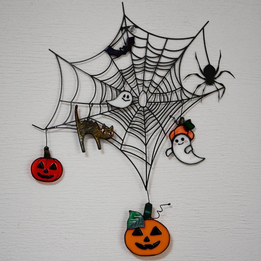 ステンドグラス　蜘蛛の巣にハロウィンだ～♪