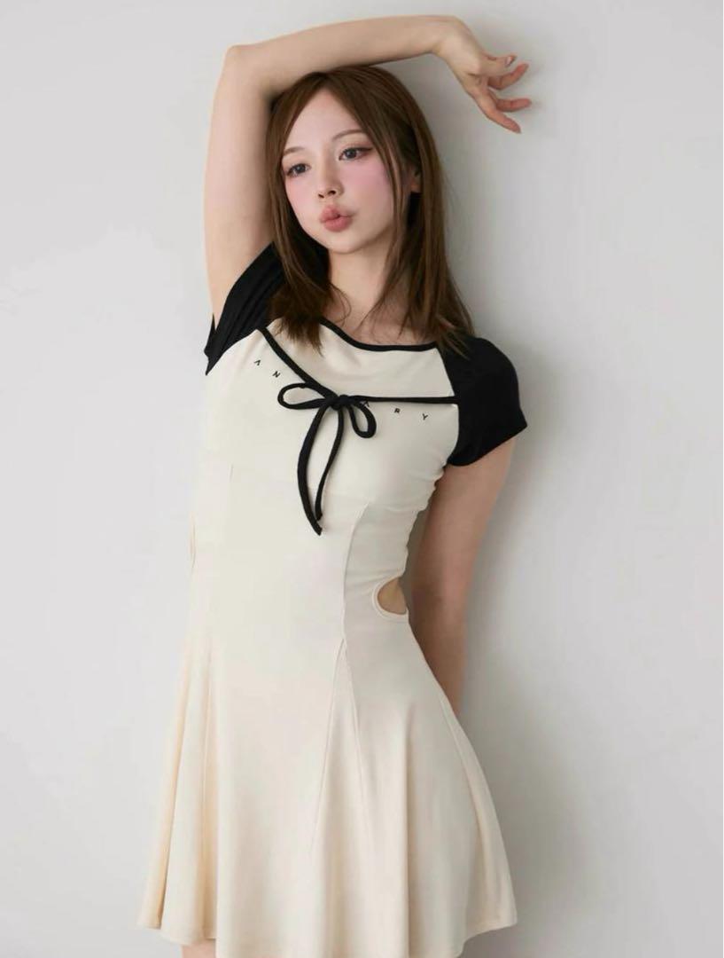 ワンピース andmary Mary logo flare mini dress black andmary Mary logo flare mini dress - メルカリ
