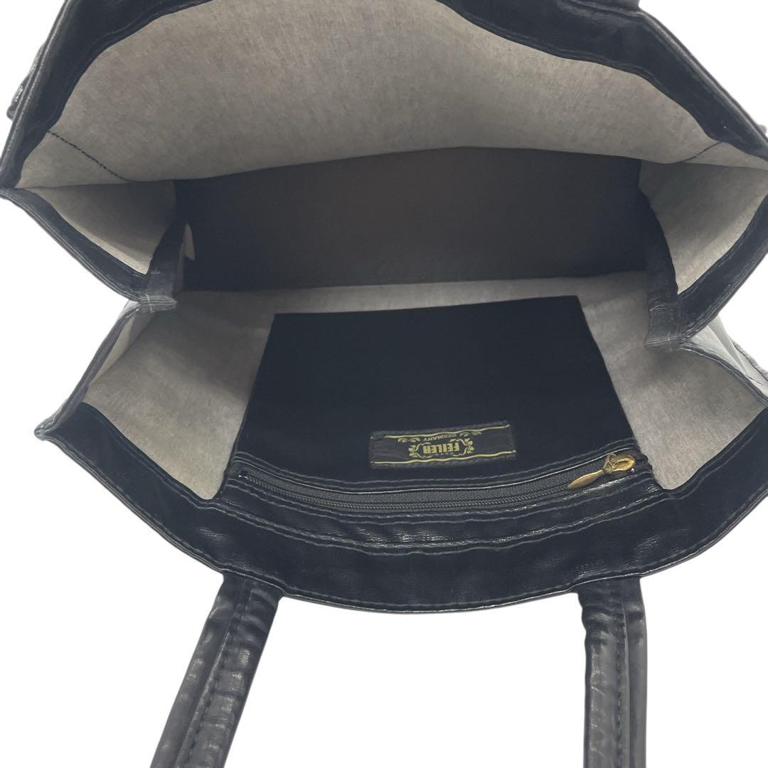 FEILER フェイラー　トートバッグ　A4収納　極美品 FEILER フェイラー トートバッグ ハイジ 総柄 A4 肩掛け 薄型 黒