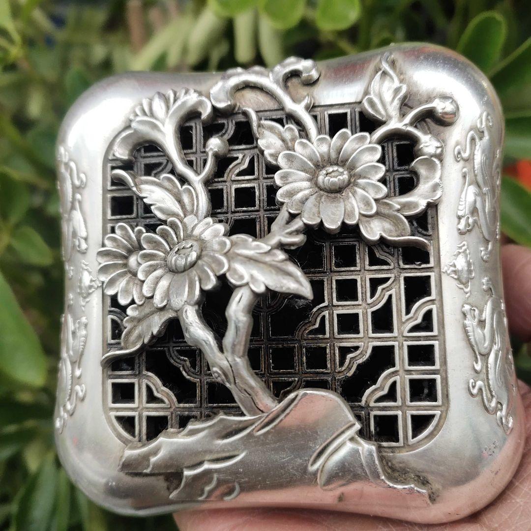 銅 細工 菊皿香炉  焼香香炉 香道具  茶道具 装飾品 工芸品 美術品 置物